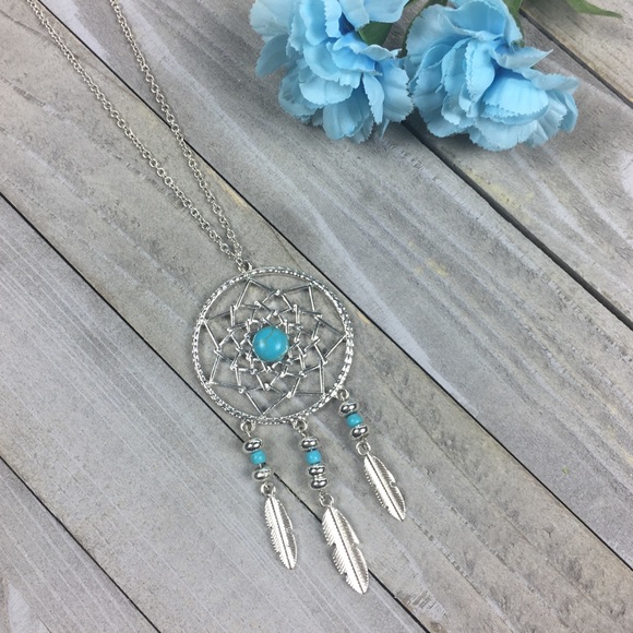 By the Bay NY Other - Silver & Turquoise Dreamcatcher Necklace